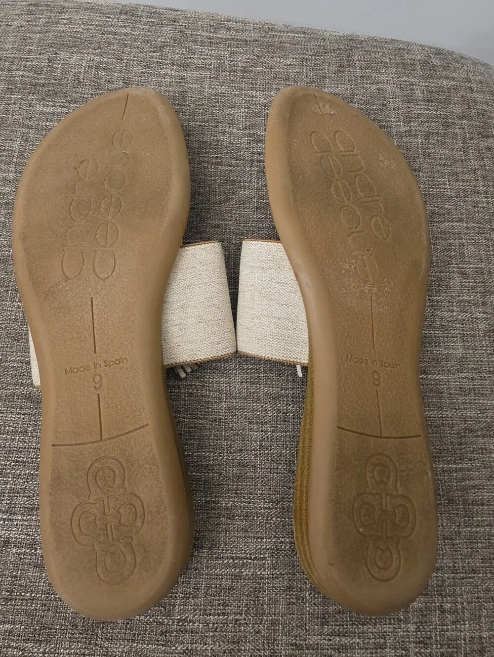 Andre Assous Novalee Featherweights Tassel Sandals In Beige Linen Size 9